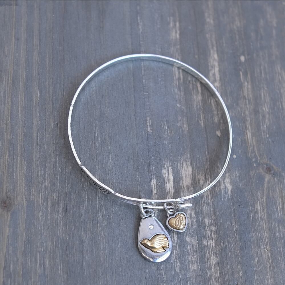 Brighton Art and Soul Peace Dove Bangle Bracelet Slim Stacking Hook Clasp
